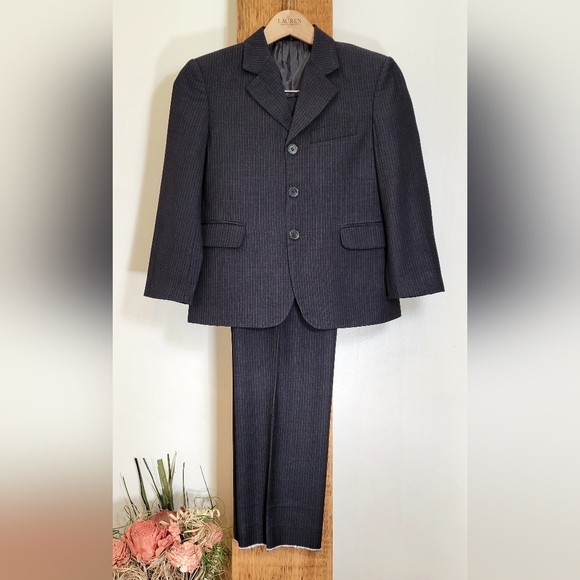 Boys Charcoal Pinstripe Suit - Picture 1 of 7